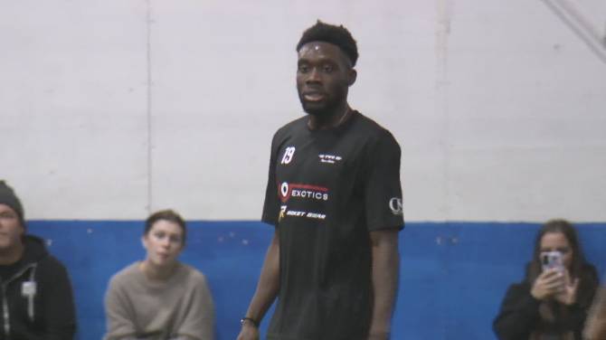 Click to play video: Alphonso Davies plays in Edmonton charity soccer match