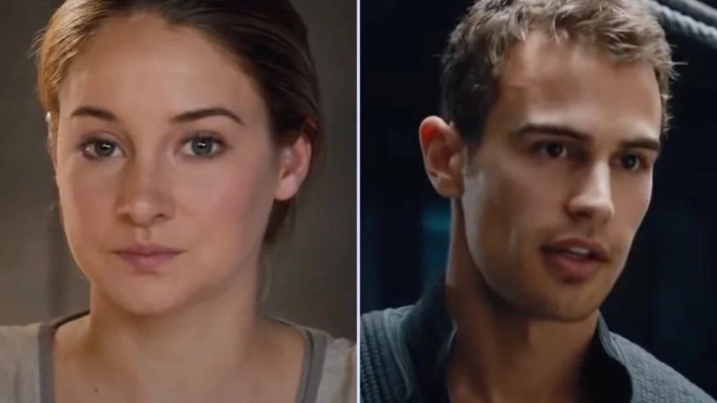 From left to right: Shailene Woodley and Theo James in "Divergent" (Lionsgate)