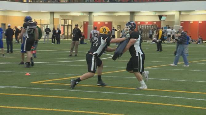 Click to play video: A look at some of the drills at CFL Combine