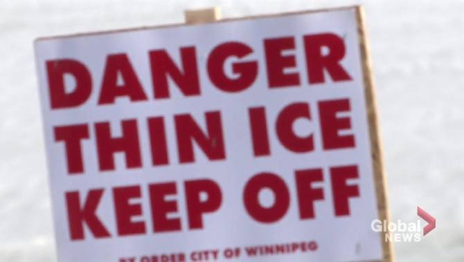 Click to play video: ‘Danger: Thin Ice’: Winnipeg fire paramedics urge caution around city waterways