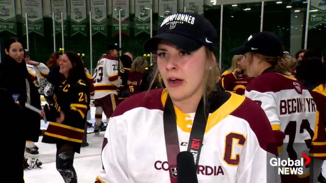 Click to play video: Concordia Stingers reflect on U Sports women’s hockey championship title in Saskatoon