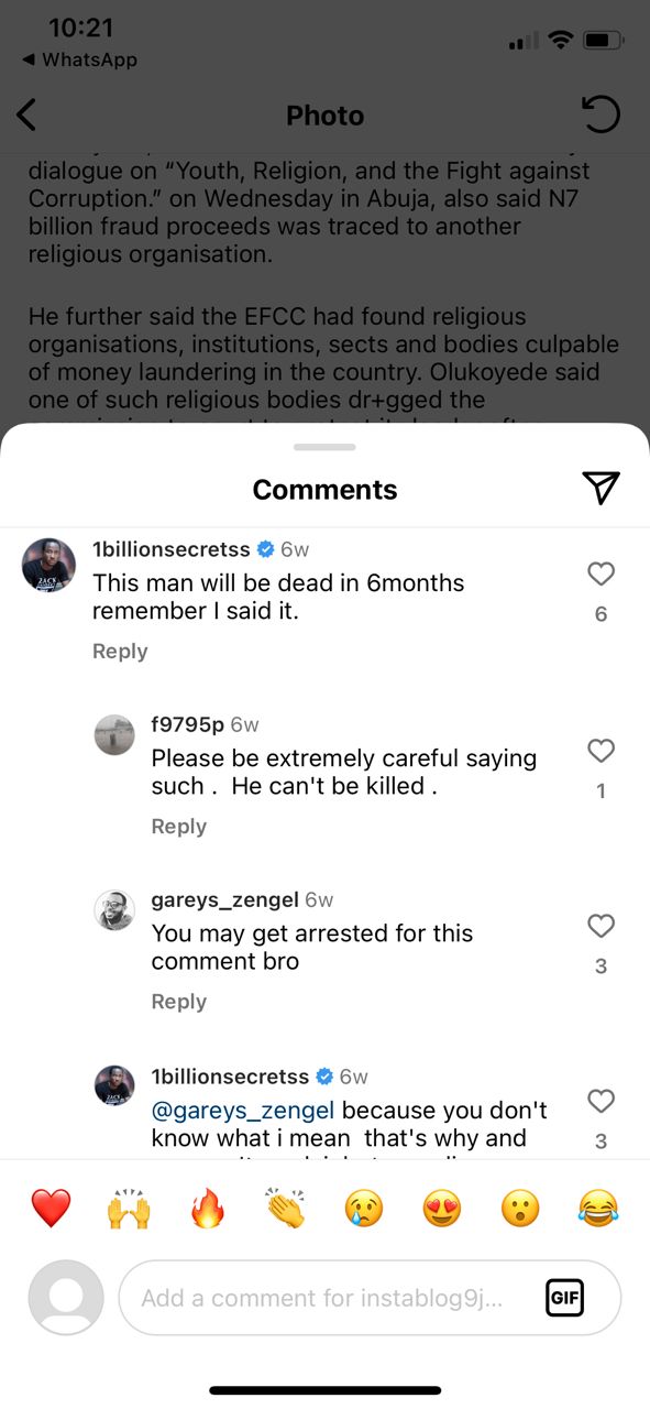 EFCC arrests Instagram user for issuing death threat against commission's chairman