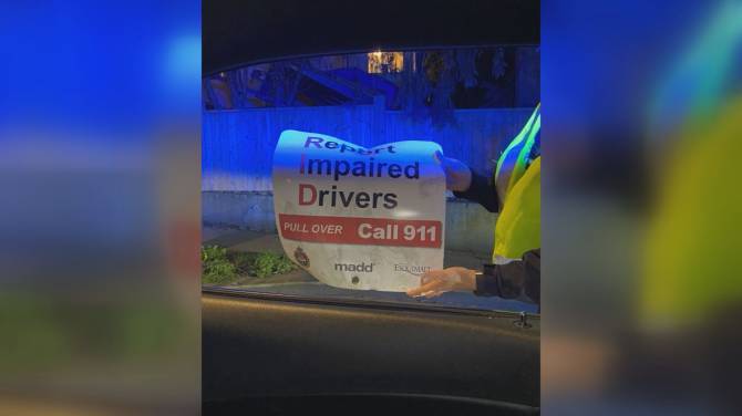 Click to play video: Victoria driver hits impaired driving sign while impaired