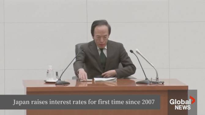 Click to play video: Japan’s central bank raises benchmark interest rate for 1st time in 17 years