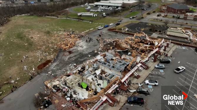 Click to play video: Tennessee tornadoes: Drone video shows the devastation as crews clean up from deadly storms